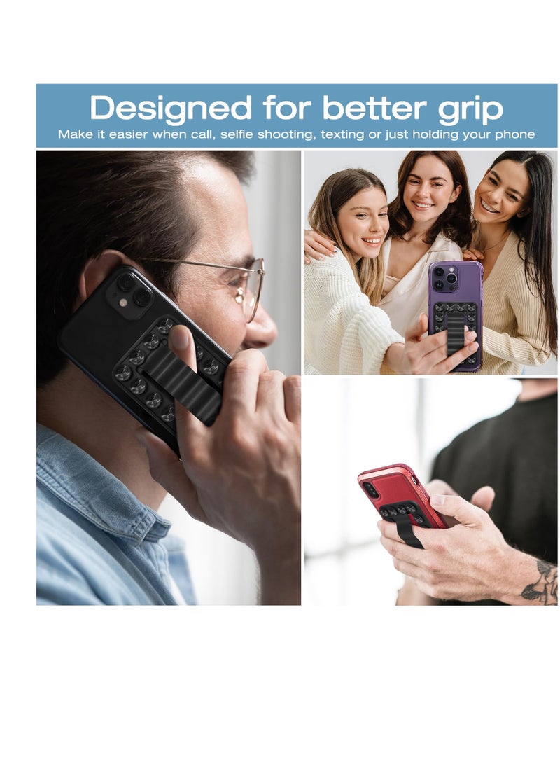 Excefore 2 Pack Silicone Suction Phone Case Adhesive Mount, Non Slip Suction Cup Hands-Free Phone Accessories Holder for iPhone and Android, Suitable for Selfies and Hands-Free Video (Black)  - Image 2