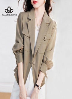 Casual Long Sleeve Jacket Women Fall New Korean Version Suit Jacket Versatile Jacket Loose Cropped Trench Coat