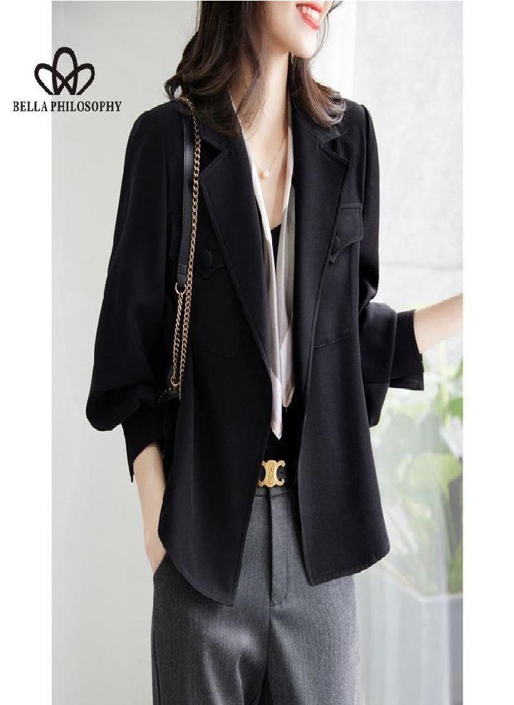 Eckek - Casual Long Sleeve Jacket Women Fall New Korean Version Suit Jacket Versatile Jacket Loose Cropped Trench Coat - Image 1