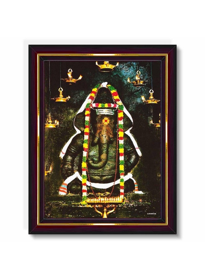 Pavan Photo Laminations Pillayarpatti Karpaga Vinayagar Hanging Wall Painting Framed Home Decor (Wood,Matte,Brown,Small Size,6 x 8 Inch) B29S - Image 1