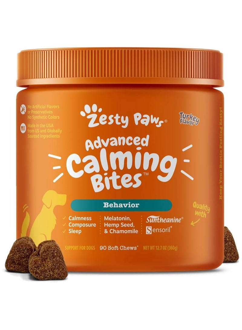 Zesty Paws Advanced Calming Chews for Dogs, Turkey Flavor, Melatonin, 90 Ct - Image 4