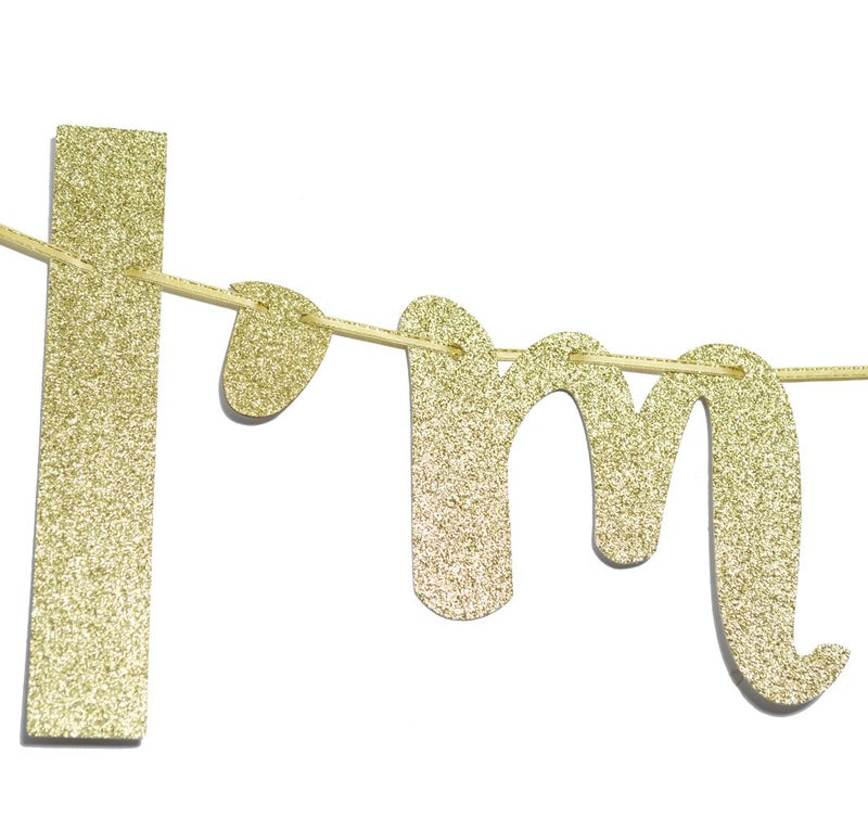 FOZEE I'm Done Gold Glitter Cursive Banner Sign, Graduation Garland, 2025 Grad Party Supplies (Gold) - Image 2
