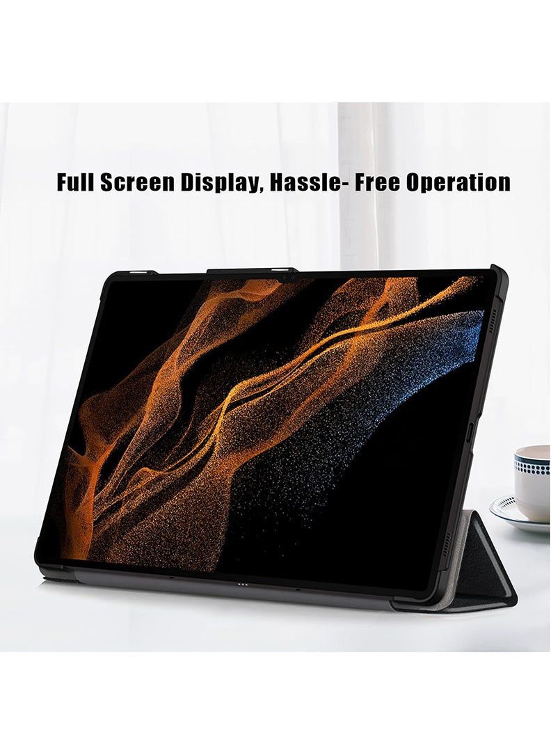 Theodor Protective Flip Case For Samsung Galaxy Tab S9 Ultra With Trifold Stand Auto Wake Sleep Shockproof Cover Stocks Market copy  - Image 5