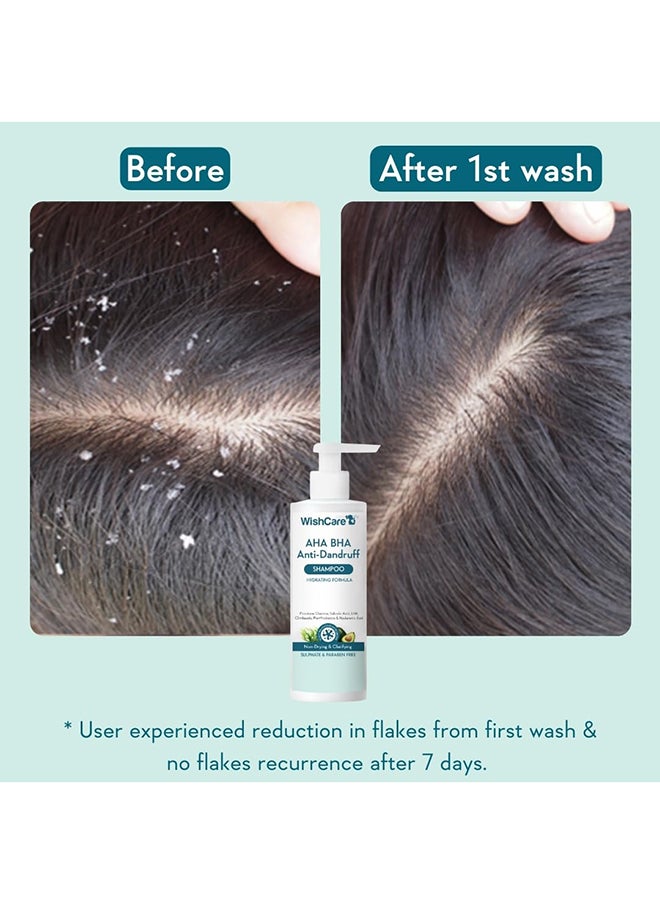 WishCare - Hydrating AHA BHA Anti Dandruff Shampoo For Women & Men- Piroctone Olamine, Salicylic Acid, LHA, Climbazole, Pre+Probiotics & Hyaluronic Acid - Paraben & Sulphate Free Shampoo 250ml - Image 1