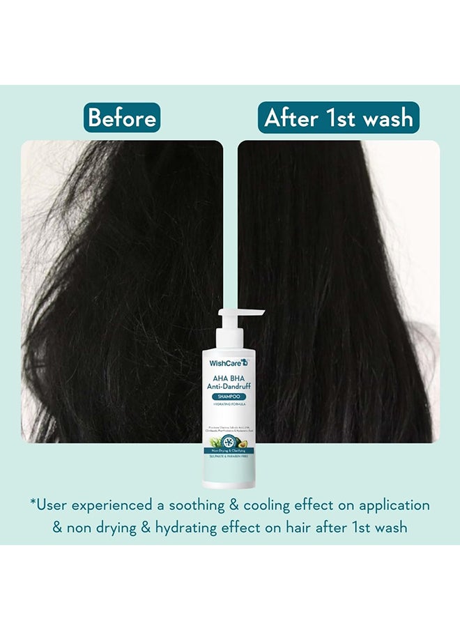 WishCare - Hydrating AHA BHA Anti Dandruff Shampoo For Women & Men- Piroctone Olamine, Salicylic Acid, LHA, Climbazole, Pre+Probiotics & Hyaluronic Acid - Paraben & Sulphate Free Shampoo 250ml - Image 1