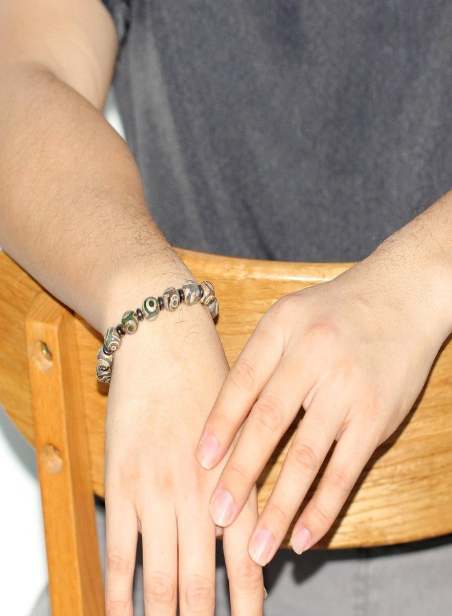 Tobestu Nine Eye Bead Bracelet for Men - Green Agate Bracelets Suitable for Any Occasion and Outfit Pairing YA5102 - Image 2