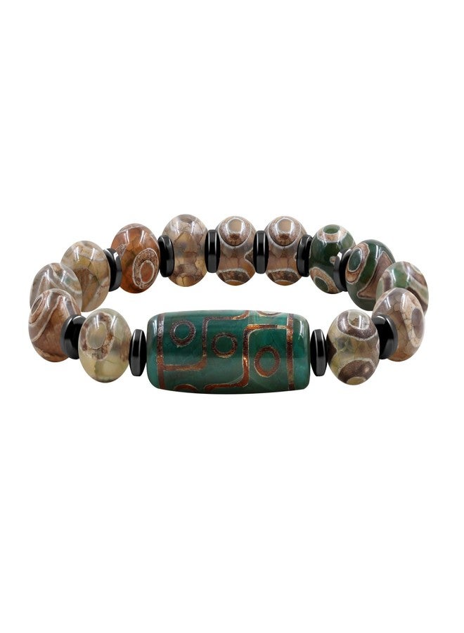 Tobestu Nine Eye Bead Bracelet for Men - Green Agate Bracelets Suitable for Any Occasion and Outfit Pairing YA5102 - Image 1