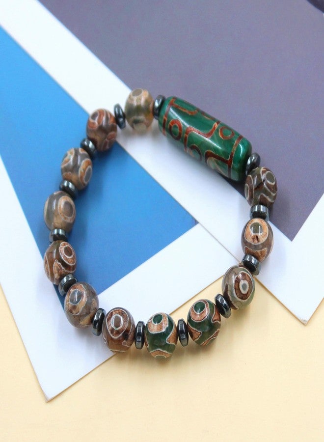 Tobestu Nine Eye Bead Bracelet for Men - Green Agate Bracelets Suitable for Any Occasion and Outfit Pairing YA5102 - Image 4