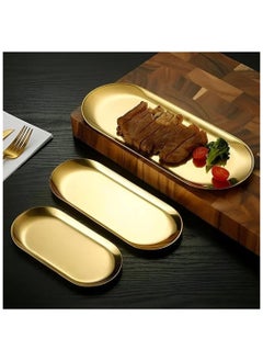 3 Golden Rectangular Serving Tray Different Sizes