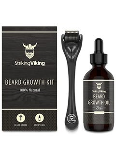 Striking Viking Triking Viking Beard Growth Kit Beard Roller For Hair Growth For Men Biotin Beard Growth Oil Beard Roller Beard Kit For Thickening And Conditioning Beards (Vanilla Scent 1 Fl Oz (Pack Of 2))  - Image 1