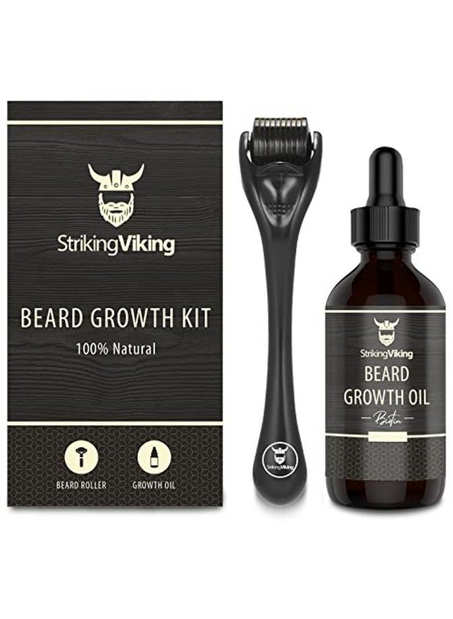 Striking Viking Triking Viking Beard Growth Kit Beard Roller For Hair Growth For Men Biotin Beard Growth Oil Beard Roller Beard Kit For Thickening And Conditioning Beards (Vanilla Scent 1 Fl Oz (Pack Of 2)) - Image 1