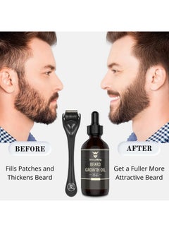 Striking Viking Triking Viking Beard Growth Kit Beard Roller For Hair Growth For Men Biotin Beard Growth Oil Beard Roller Beard Kit For Thickening And Conditioning Beards (Vanilla Scent 1 Fl Oz (Pack Of 2))  - Image 3