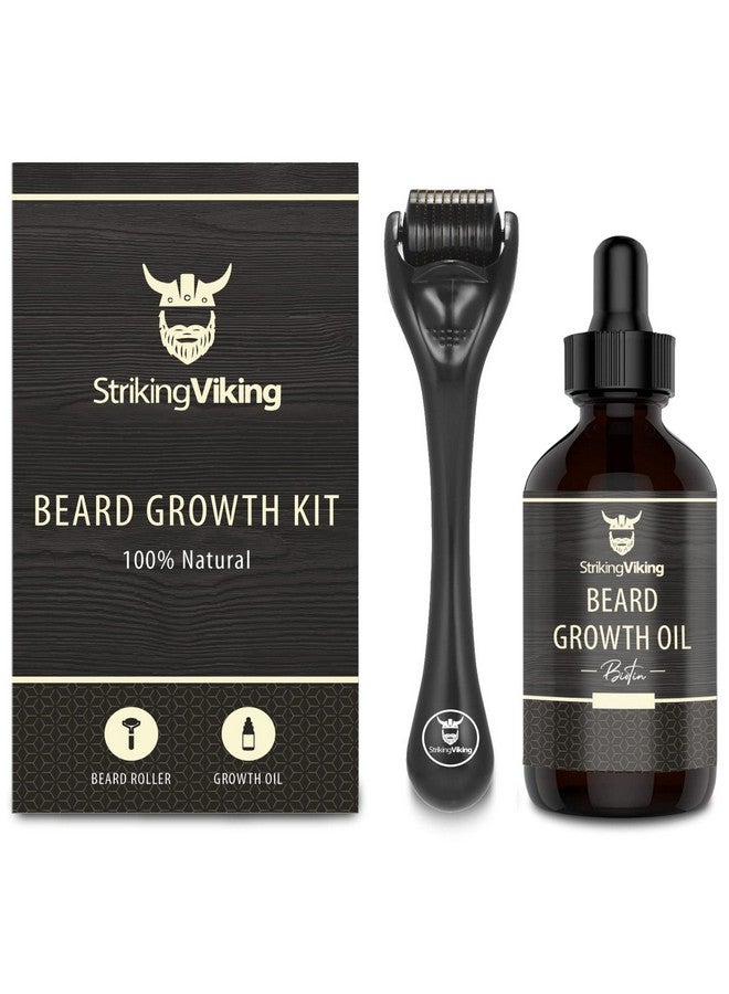 Striking Viking Triking Viking Beard Growth Kit Beard Roller For Hair Growth For Men Biotin Beard Growth Oil Beard Roller Beard Kit For Thickening And Conditioning Beards (Vanilla Scent 1 Fl Oz (Pack Of 2)) - Image 2