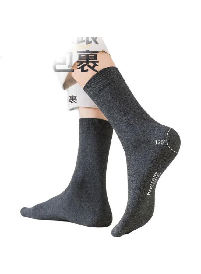 Cotton Thirteen Mianshisan Men'S Mid-Calf Socks, Spring And Autumn Season, 100% Pure Cotton, Odor-Resistant, Antibacterial, Breathable, Long Tube Socks, 6 Pairs - Image 3