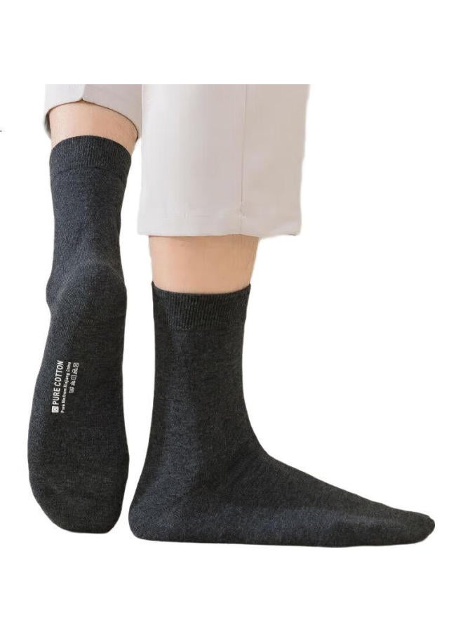 Cotton Thirteen Mianshisan Men'S Mid-Calf Socks, Spring And Autumn Season, 100% Pure Cotton, Odor-Resistant, Antibacterial, Breathable, Long Tube Socks, 6 Pairs - Image 1