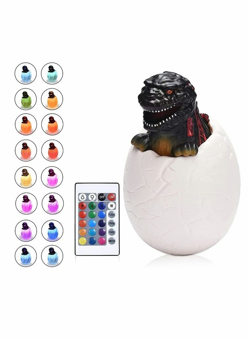 Dinosaur Night Light for Kids, Nursery Light for Baby and Toddler, Remote, Tap, Touch Control, USB Rechargeable Battery, Portable Animal Lamp for Bedroom, Safe Toys, 16 Colors Changing