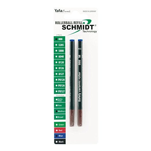 Schmidt شميت 888 إعادة تعبئة قلم حبر سيراميكي بلف بلاستيكي نقطة متوسطة 0.7 مم، أزرق، عبوة 2 (SC58112) | نظام بدون غطاء سلس لكتابة موثوقة | يناسب معظم أقلام الحبر الجاف - Image 1