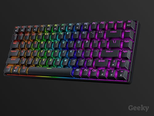 Geeky GK75 75% | Hot Swappable Mechanical Gaming Keyboard | 84 Keys Multi Color RGB LED Backlit for PC/Mac Gamer | ANSI US American Layout (Black, Mechanical Speed Yellow) - Image 5