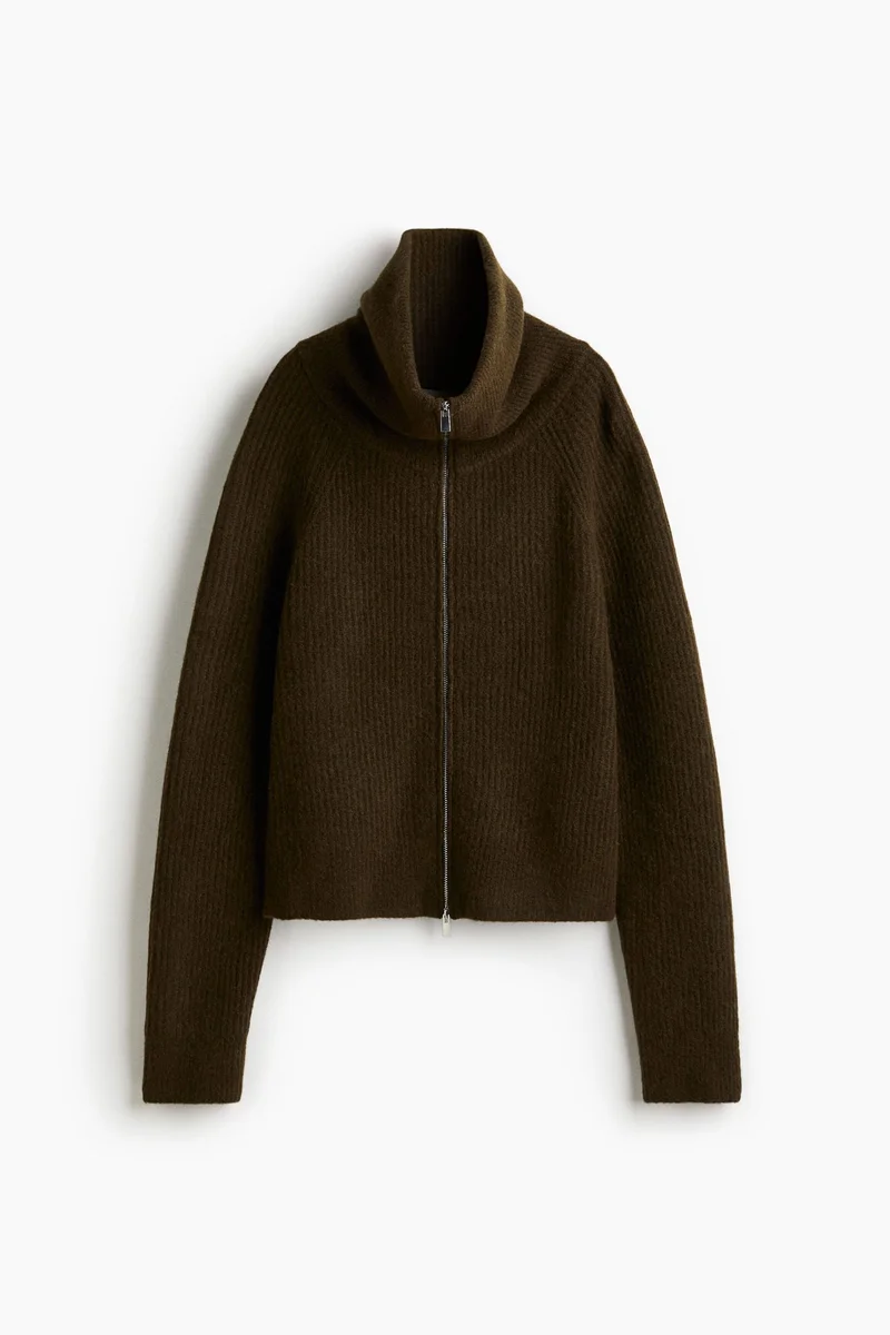 H&M Wool-blend zip-through cardigan