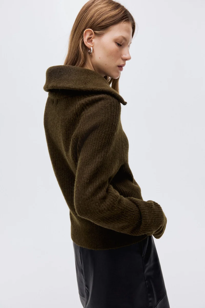 H&M Wool-blend zip-through cardigan