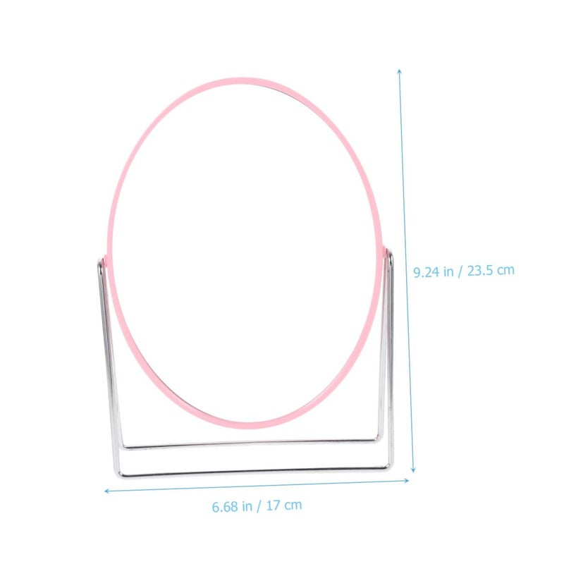 GALPADA Double Sided Makeup Mirror Swivel Stand Pink Oval Desk Table - Image 3