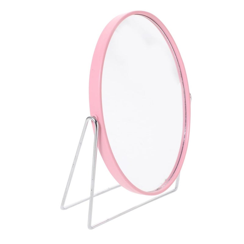 GALPADA Double Sided Makeup Mirror Swivel Stand Pink Oval Desk Table - Image 2