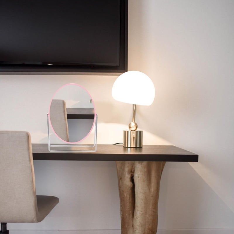 GALPADA Double Sided Makeup Mirror Swivel Stand Pink Oval Desk Table - Image 5