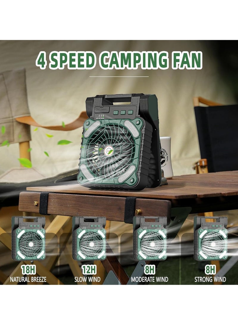 Solar Powered Fan,10400mAh rechargeable Solar Power Cordless Battery Fan with LED Lantern | 4 Wind Speeds Adjustable | 3 Timers Modes | Quiet , Portable Camping Fan for Travel, Tent, Fishing ,Picnic  - Image 3