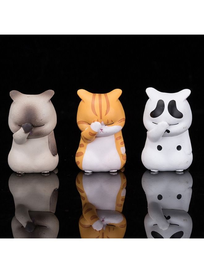 3-Piece Cat Figures Toy Set, Kitten Animals Toy, Cartoon Anime Cat Ornament Toy, Cake Toppers Desktop Decoration Birthday Gift for Kids Toddlers - Image 1