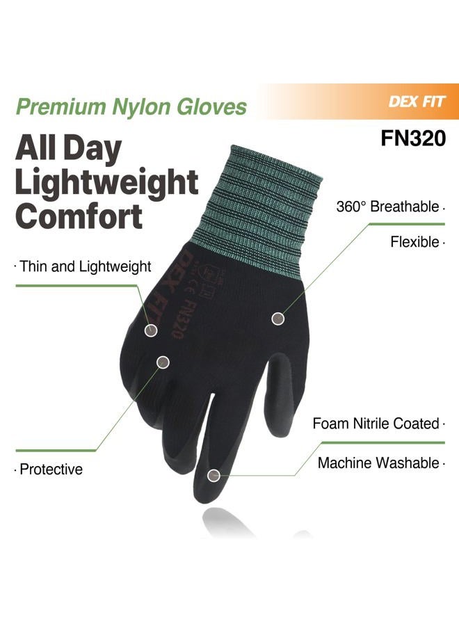 DEX FIT FN330 Work Gloves, 3D Adaptation Comfortable and Stretchy, Gripping, Durable Nitrile Foam Coating, Smart Touch, Thin and Light, Washable (XS, Fn330 Green 3pr) - Image 4