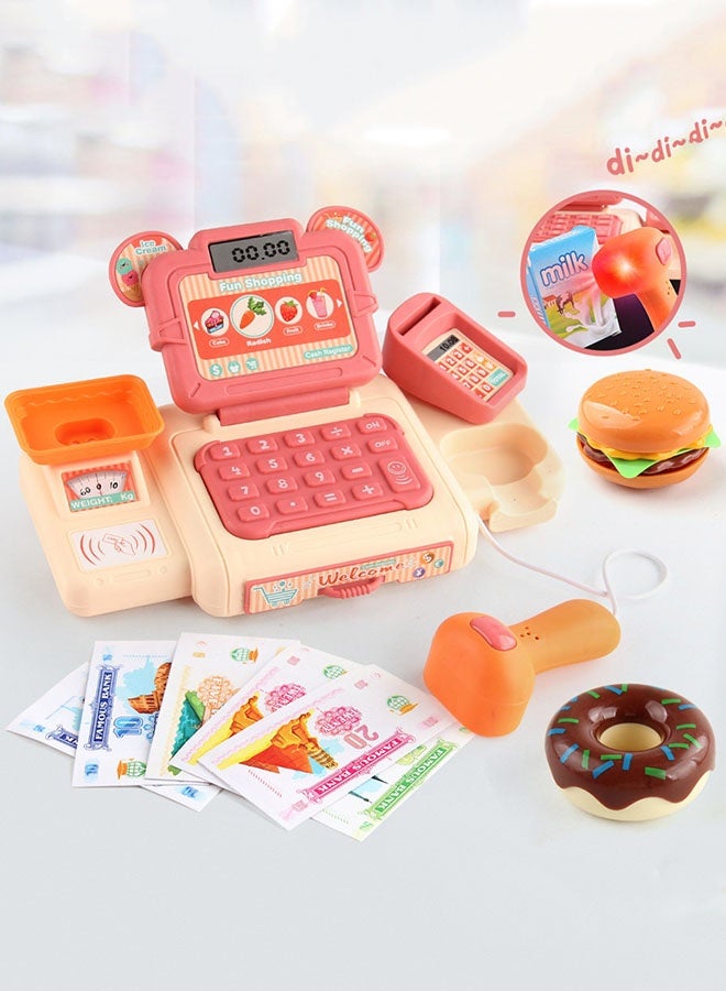 الدليبن لعبة آلة حاسبة نقود للعب التخيلي، مجموعة ألعاب متجر بقالة، لعبة آلة حاسبة نقود ذكية، لعبة آلة حاسبة نقود مع ضوء وموسيقى، هدية للأطفال البنات من عمر 3 إلى 8 سنوات فما فوق (برتقالي) - Image 5