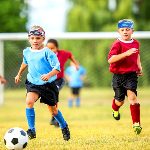 MADHOLLY Sweatbands for Kids - Non Slip Breathable Kids Athletic Sweatband Football Headband for Boys Girls 4 5 6 7 8 9 10 Years Gifts, Milk Silk Elastic Sweat Absorbing Hairband, Camouflage - Image 2