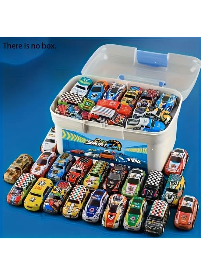 24 قطعة مجموعة سيارات ألعاب عشوائية الألوان، سيارات سباق تعليمية يدوية هدايا حفلات للأطفال - Image 2