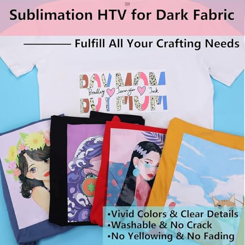 HTVRONT Sublimation HTV for Dark/Light Fabric - Matte Sublimation Vinyl 12" X 10FT for T-Shirts - Work Together with Sublimation PaperSublimation InkHeat Press - Image 3
