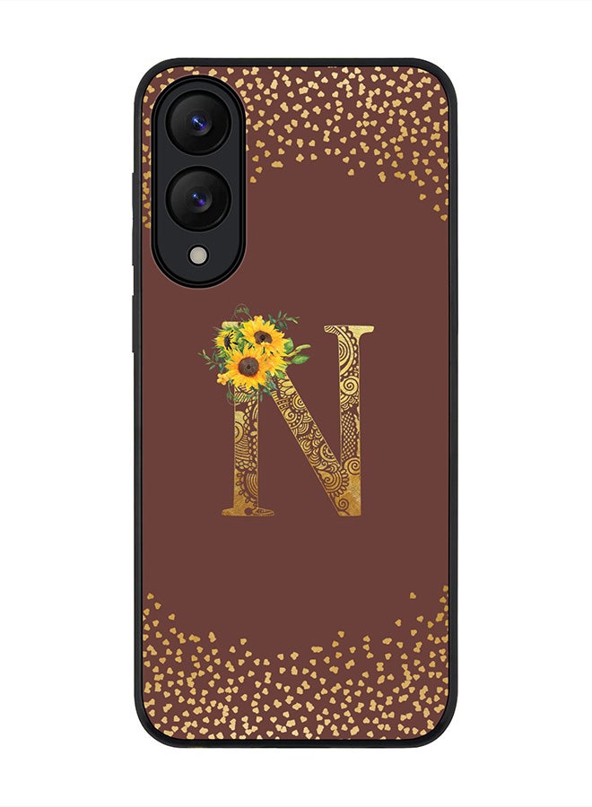 Stylizedd For Samsung Galaxy S25 Edge Case,Slim fit Camera Protection, Shockproof Thin Phone cover  - Custom Floral Monogram - N  (Brown )