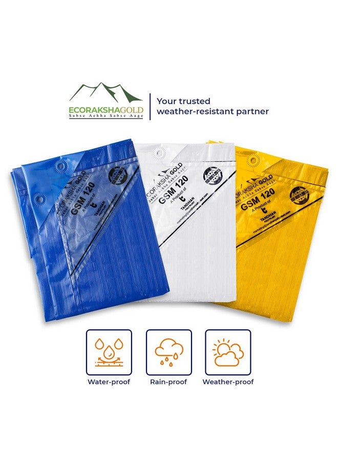 TANDHAN Ecoraksha Gold 6X4 Ft 90 GSM Yellow Premium Waterproof Tarpaulin is A Uv-Resistant,Rip-Stop Fabric That is Perfect for Outdoor Shelter,Roof Cover,Garden Shade,Camping in All Types of Weather. - Image 3