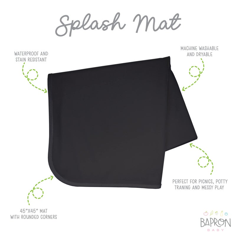BapronBaby Minimalist Black Splash Mat - Waterproof Catch-All for Under High Chairs, Floors, Tables, Playtime or Arts & Crafts - Machine Washable - 45" x 45” - Image 2