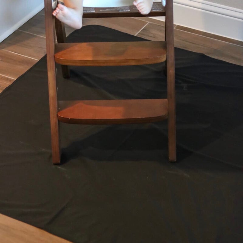 BapronBaby Minimalist Black Splash Mat - Waterproof Catch-All for Under High Chairs, Floors, Tables, Playtime or Arts & Crafts - Machine Washable - 45" x 45” - Image 5