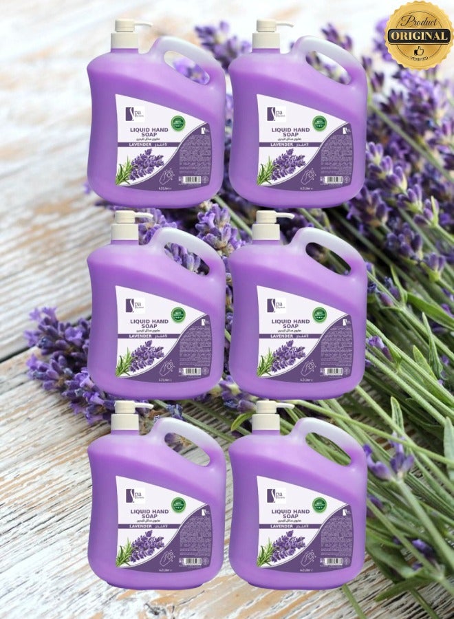 Spa System 6 Pieces Liquid Hand Soap Lavender 4.2 Litre - Image 1