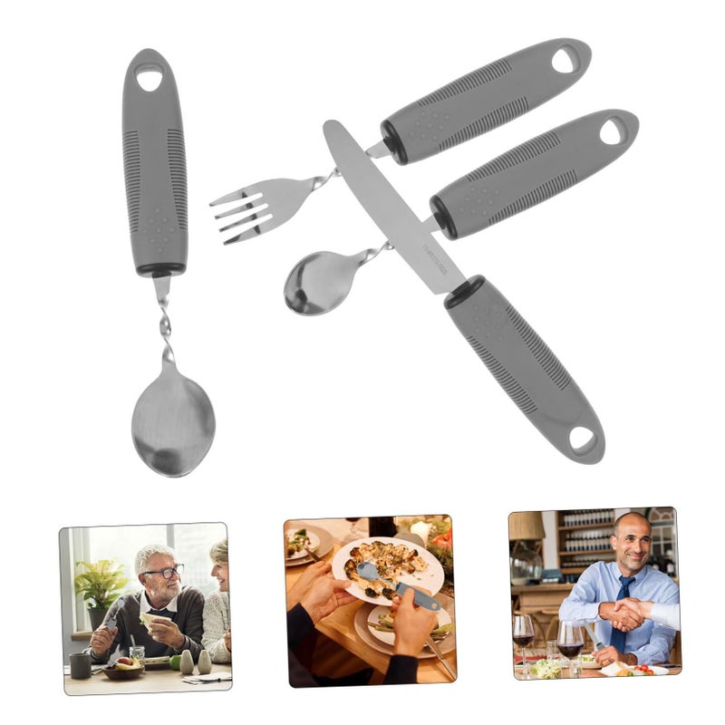 OUNONA 1 Set Portable Adaptive Utensil For Disabled Elderly Non Slip Cutlery With Flexible Handles Convenient Travel Dining Aid Independence Comfort - Image 5
