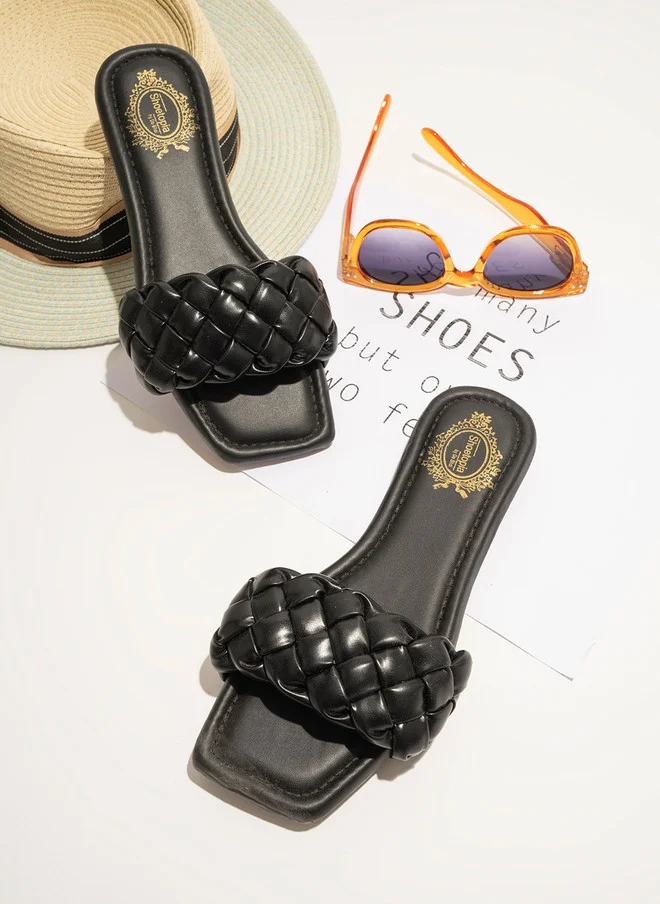 Shoetopia Shoetopia Women's  Braided Flat Slip-On Sandals Comfortable || Open-Toe Casual Slides for Summer, Beach