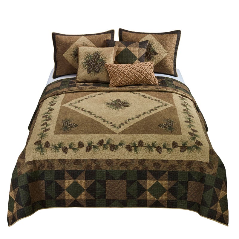 Donna Sharp King Bedding Set  3 Piece  Antique Pine Lodge Quilt Set with King Quilt and Two King Pillow Shams  Machine Washable