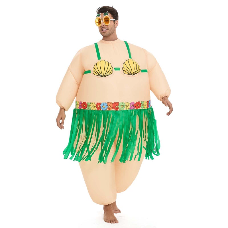 Spinosaurus Inflatable Hawaiian Luau Costume Inflatable Costume Halloween Blow Up Costumes for Adult Funny Inflatable Hula Skirt Costumes - Image 1
