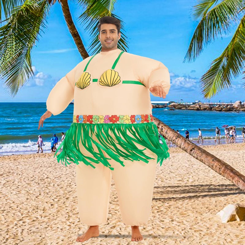 Spinosaurus Inflatable Hawaiian Luau Costume Inflatable Costume Halloween Blow Up Costumes for Adult Funny Inflatable Hula Skirt Costumes - Image 3