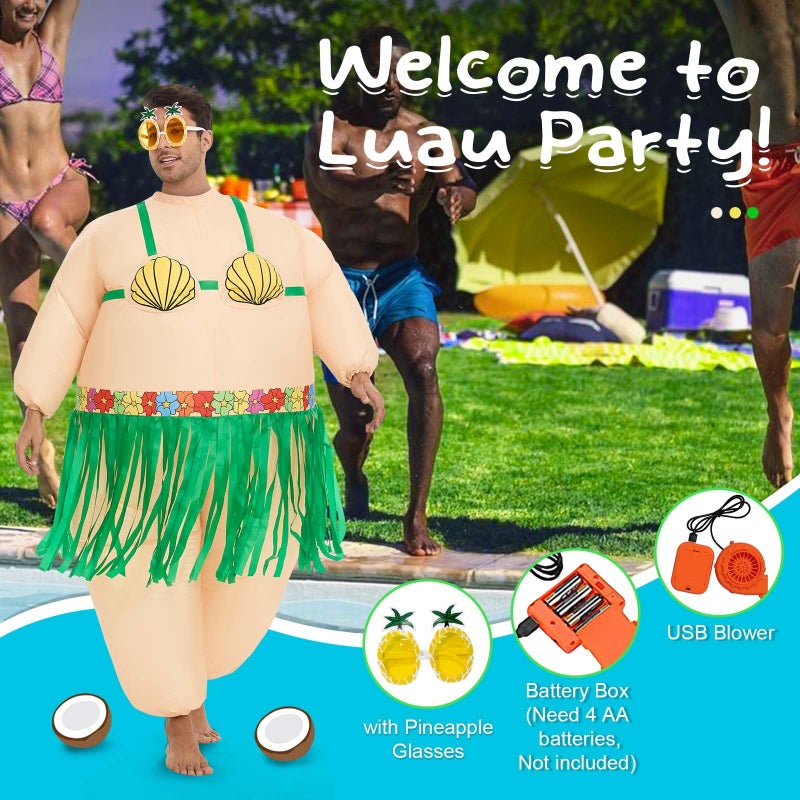 Spinosaurus Inflatable Hawaiian Luau Costume Inflatable Costume Halloween Blow Up Costumes for Adult Funny Inflatable Hula Skirt Costumes - Image 4