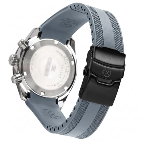 INO Design StrapXPro(SMX03A) Watch Band 20mm Curved-end Rubber Watch Strap Replacement for Seiko Prospex Speedtimer SSC813, SSC815, SSC817, SSC819, SSC909, SSC917, SSC933 (Grey with Black Clasp) - Image 1
