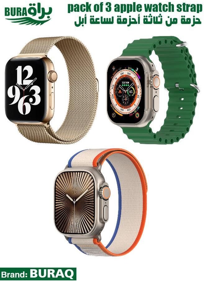 BURAQ - Apple Watch Band Strap For Apple Watch Ultra 2/Ultra 49mm, Series 10 46mm, 9/8/7 45mm, SE2/SE/6/5/4 44mm, 3/2/1 42mm - Image 1