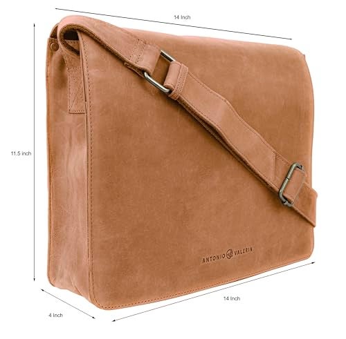 ANTONIO VALERIA Albert Cognac Leather Messenger Bag for Men - Image 2