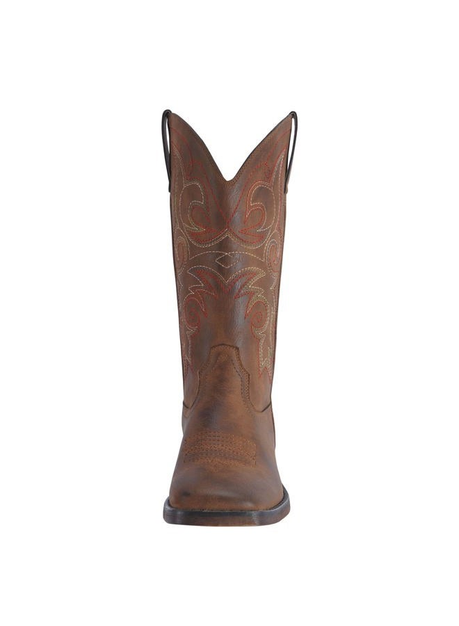 SheSole Women's Fashion Western Cowgirl Cowboy Boots Wide Square Toe Mid Calf, Brown, 8 - Image 4