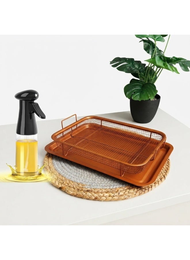 Special Offer - 200ml Glass Oil Sprayer + Non-stick Copper Oven Tray with Grill for Healthy Browning and Frying - Image 1